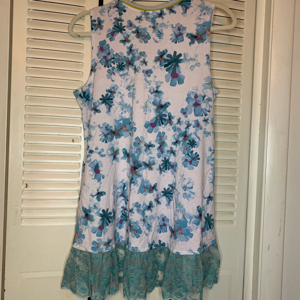 LOGO by Lori Goldstein Floral Tee - Blue and Yellow Trim
